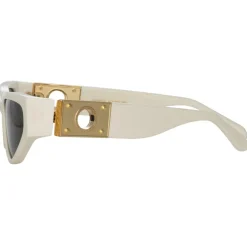 Linda Farrow - Tomie Cat Eye Sunglasses in White - LFL1426C2SUN - Eyewear - Avvenice^ Sunglasses