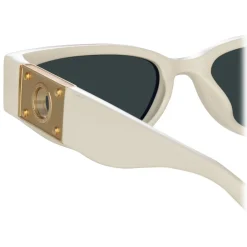 Linda Farrow - Tomie Cat Eye Sunglasses in White - LFL1426C2SUN - Eyewear - Avvenice^ Sunglasses