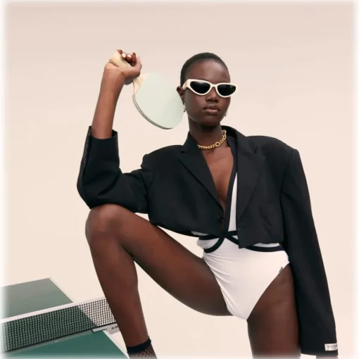 Linda Farrow - Tomie Cat Eye Sunglasses in White - LFL1426C2SUN - Eyewear - Avvenice^ Sunglasses