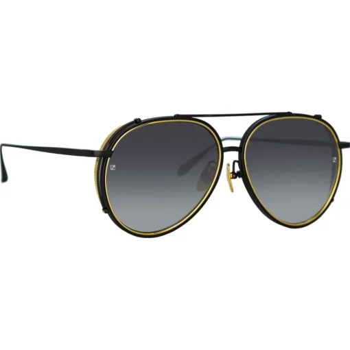 Linda Farrow - Torino Aviator Sunglasses in Nickel - LFL1360C1SUN - Eyewear - Avvenice^ Sunglasses