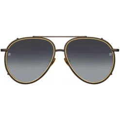 Linda Farrow - Torino Aviator Sunglasses in Nickel - LFL1360C1SUN - Eyewear - Avvenice^ Sunglasses