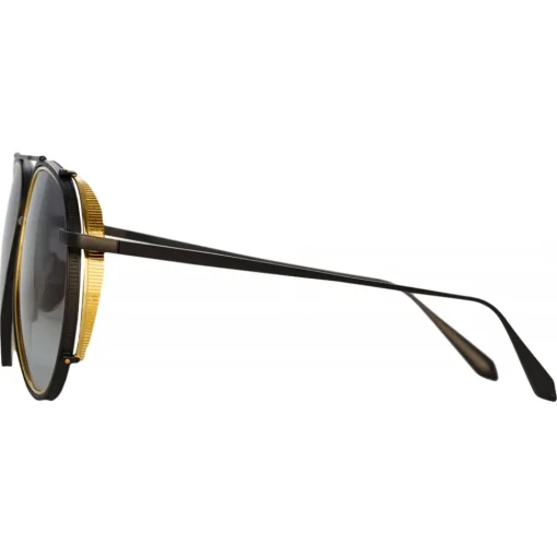 Linda Farrow - Torino Aviator Sunglasses in Nickel - LFL1360C1SUN - Eyewear - Avvenice^ Sunglasses