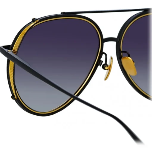 Linda Farrow - Torino Aviator Sunglasses in Nickel - LFL1360C1SUN - Eyewear - Avvenice^ Sunglasses