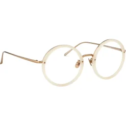 Linda Farrow - Tracy Round Optical Glasses in Milky Pink - LFL239C35OPT - Eyewear - Avvenice