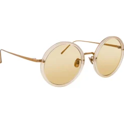 Linda Farrow - Tracy Round Sunglasses in Milky Peach - LFL239C57SUN - Eyewear - Avvenice^ Sunglasses