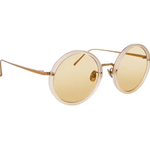 Linda Farrow - Tracy Round Sunglasses in Milky Peach - LFL239C57SUN - Eyewear - Avvenice^ Sunglasses