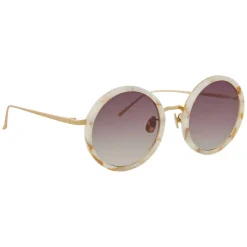 Linda Farrow - Tracy Round Sunglasses in Quartz - LFL239C51SUN - Eyewear - Avvenice^ Sunglasses