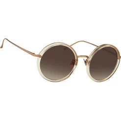 Linda Farrow - Tracy Round Sunglasses in Ash - LFL239C34SUN - Eyewear - Avvenice^ Sunglasses