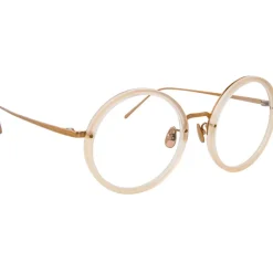 Linda Farrow - Tracy Round Optical Glasses in Milky Peach - LFL239C61OPT - Eyewear - Avvenice^ Sunglasses