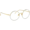 Linda Farrow - Tracy Round Optical Glasses in Milky Grey - LFL239C37OPT - Eyewear - Avvenice^ Sunglasses