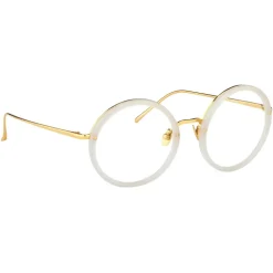 Linda Farrow - Tracy Round Optical Glasses in Milky Grey - LFL239C37OPT - Eyewear - Avvenice^ Sunglasses