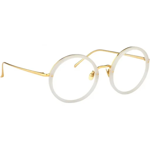 Linda Farrow - Tracy Round Optical Glasses in Milky Grey - LFL239C37OPT - Eyewear - Avvenice^ Sunglasses