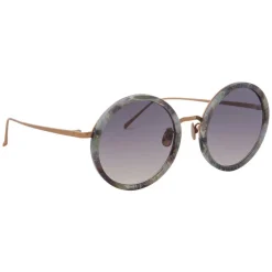 Linda Farrow - Tracy Round Sunglasses in Grey Marble - LFL239C50SUN - Eyewear - Avvenice