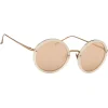 Linda Farrow - Tracy Round Sunglasses in Milky Pink - LFL239C29SUN - Eyewear - Avvenice