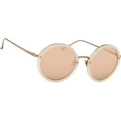 Linda Farrow - Tracy Round Sunglasses in Milky Pink - LFL239C29SUN - Eyewear - Avvenice