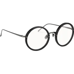 Linda Farrow - Tracy Round Optical Glasses in Black - LFL239C19OPT - Eyewear - Avvenice