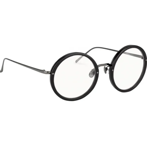 Linda Farrow - Tracy Round Optical Glasses in Black - LFL239C19OPT - Eyewear - Avvenice
