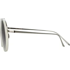 Linda Farrow - Tracy Round Sunglasses in White - LFL239C68SUN - Eyewear - Avvenice^ Sunglasses