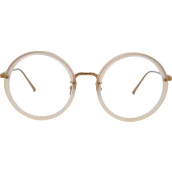 Linda Farrow - Tracy Round Optical Glasses in Milky Peach - LFL239C61OPT - Eyewear - Avvenice^ Sunglasses