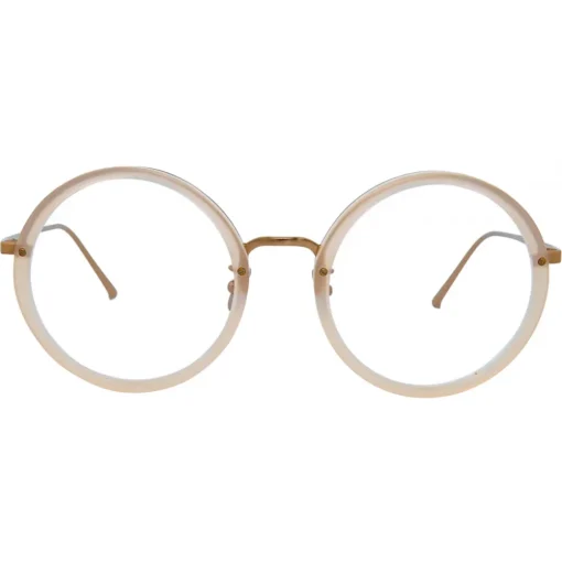 Linda Farrow - Tracy Round Optical Glasses in Milky Peach - LFL239C61OPT - Eyewear - Avvenice^ Sunglasses