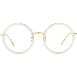 Linda Farrow - Tracy Round Optical Glasses in Milky Grey - LFL239C37OPT - Eyewear - Avvenice^ Sunglasses