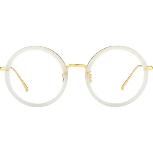 Linda Farrow - Tracy Round Optical Glasses in Milky Grey - LFL239C37OPT - Eyewear - Avvenice^ Sunglasses