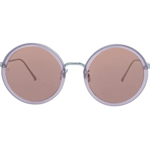 Linda Farrow - Tracy Round Sunglasses in Milky Purple - LFL239C59SUN - Eyewear - Avvenice