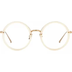 Linda Farrow - Tracy Round Optical Glasses in Milky Pink - LFL239C35OPT - Eyewear - Avvenice