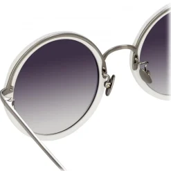 Linda Farrow - Tracy Round Sunglasses in White - LFL239C68SUN - Eyewear - Avvenice^ Sunglasses
