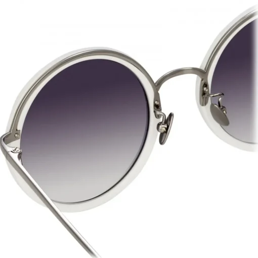 Linda Farrow - Tracy Round Sunglasses in White - LFL239C68SUN - Eyewear - Avvenice^ Sunglasses