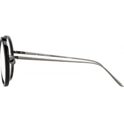 Linda Farrow - Tracy Round Optical Glasses in Black - LFL239C19OPT - Eyewear - Avvenice