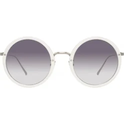 Linda Farrow - Tracy Round Sunglasses in White - LFL239C68SUN - Eyewear - Avvenice^ Sunglasses
