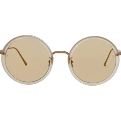 Linda Farrow - Tracy Round Sunglasses in Milky Peach - LFL239C57SUN - Eyewear - Avvenice^ Sunglasses