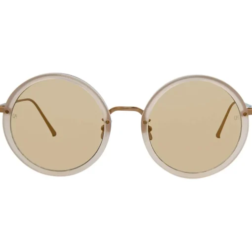 Linda Farrow - Tracy Round Sunglasses in Milky Peach - LFL239C57SUN - Eyewear - Avvenice^ Sunglasses