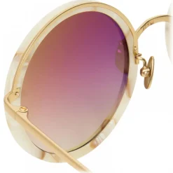 Linda Farrow - Tracy Round Sunglasses in Quartz - LFL239C51SUN - Eyewear - Avvenice^ Sunglasses