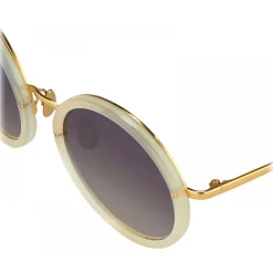 Linda Farrow - Tracy Round Sunglasses in Sherbet - LFL239C47SUN - Eyewear - Avvenice^ Sunglasses