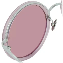 Linda Farrow - Tracy Round Sunglasses in Milky Purple - LFL239C59SUN - Eyewear - Avvenice