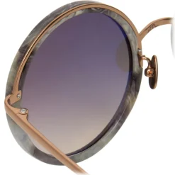 Linda Farrow - Tracy Round Sunglasses in Grey Marble - LFL239C50SUN - Eyewear - Avvenice