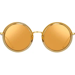 Linda Farrow - Tracy Round Sunglasses in Dew - LFL239C45SUN - Eyewear - Avvenice