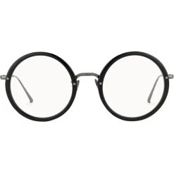 Linda Farrow - Tracy Round Optical Glasses in Black - LFL239C19OPT - Eyewear - Avvenice