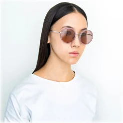 Linda Farrow - Tracy Round Sunglasses in Milky Purple - LFL239C59SUN - Eyewear - Avvenice