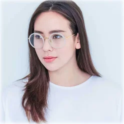 Linda Farrow - Tracy Round Optical Glasses in Milky Grey - LFL239C37OPT - Eyewear - Avvenice^ Sunglasses