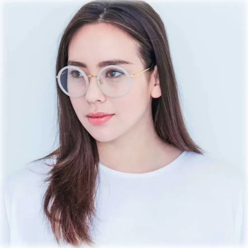 Linda Farrow - Tracy Round Optical Glasses in Milky Grey - LFL239C37OPT - Eyewear - Avvenice^ Sunglasses