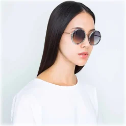 Linda Farrow - Tracy Round Sunglasses in Grey Marble - LFL239C50SUN - Eyewear - Avvenice