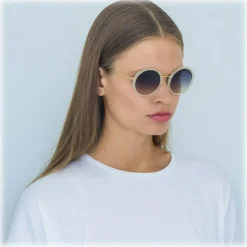 Linda Farrow - Tracy Round Sunglasses in Sherbet - LFL239C47SUN - Eyewear - Avvenice^ Sunglasses