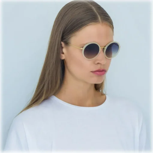 Linda Farrow - Tracy Round Sunglasses in Sherbet - LFL239C47SUN - Eyewear - Avvenice^ Sunglasses