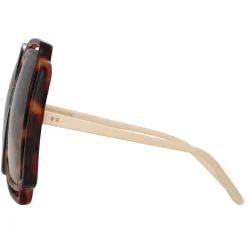 Linda Farrow - Valentina Squared Sunglasses in Tortoiseshell - LFL1173C2SUN - Eyewear - Avvenice^ Sunglasses