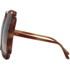 Linda Farrow - Valentina Squared Sunglasses in Horn - LFL1173C3SUN - Eyewear - Avvenice