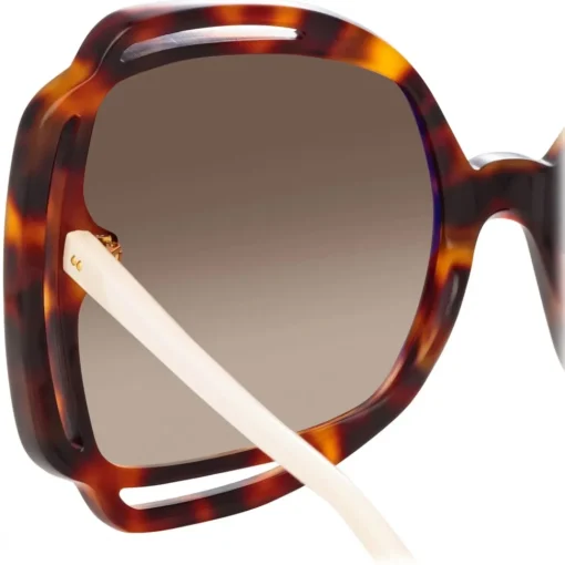 Linda Farrow - Valentina Squared Sunglasses in Tortoiseshell - LFL1173C2SUN - Eyewear - Avvenice^ Sunglasses