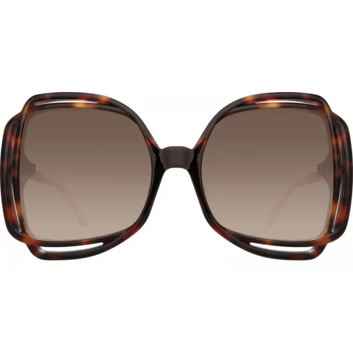 Linda Farrow - Valentina Squared Sunglasses in Tortoiseshell - LFL1173C2SUN - Eyewear - Avvenice^ Sunglasses